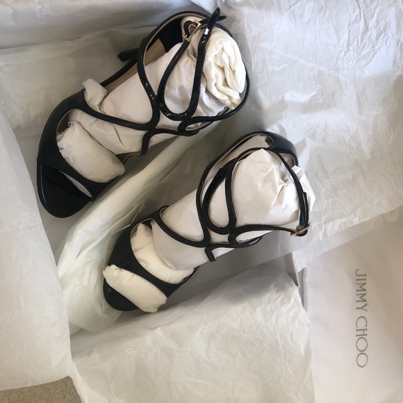 NEW - Jimmy Choo Lang Heels Sandals Black - Picture 9 of 9